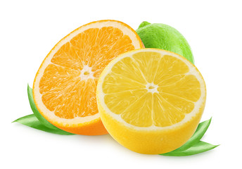 Fototapeta na wymiar Citrus fruits. Orange, lemon, lime isolated on white background