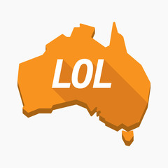 Isolated Australia map with    the text LOL