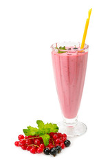 Fresh mix of currants and blueberries isolated on white