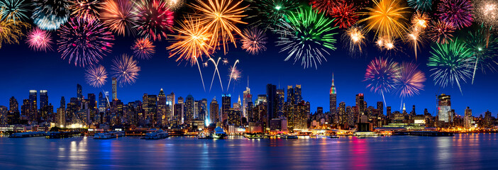 Großes Feuerwerk in New York, USA