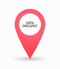 Isolated map mark with    the text 100% ORGANIC