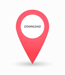 Isolated map mark with    the text DOWNLOAD