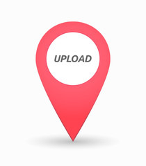 Isolated map mark with    the text UPLOAD