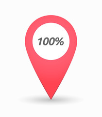Isolated map mark with    the text 100%