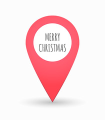 Isolated map mark with    the text MERRY CHRISTMAS
