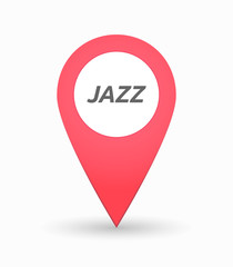 Isolated map mark with    the text JAZZ