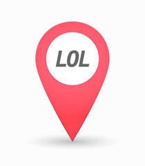 Isolated map mark with    the text LOL
