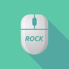 Long shadow computer mouse with    the text ROCK