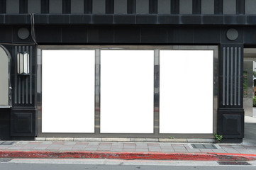  Large blank billboard on a street wall,  banners with room to add your own text - obrazy, fototapety, plakaty
