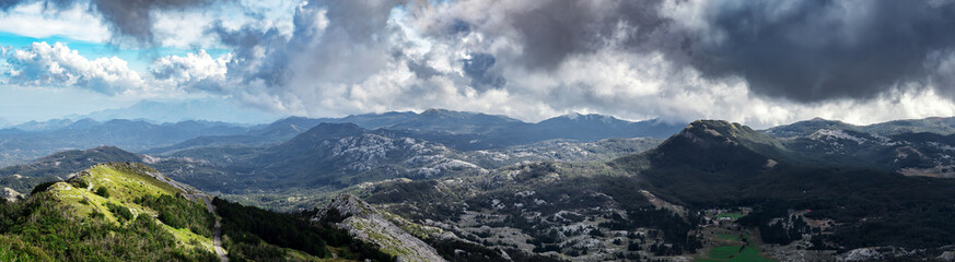 Fototapeta premium Panorama at mountains range, nature landscape