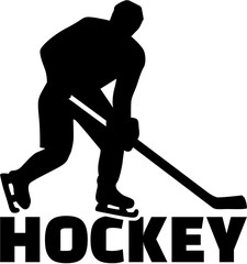 Hockey word with player