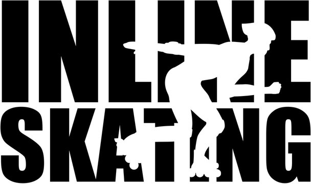 Inline Skating word with silhouette cutout