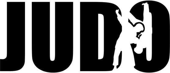 Judo word with silhouette - obrazy, fototapety, plakaty