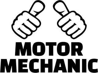 Motor mechanic with thumbs. T-Shirt design.