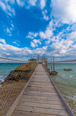 Fototapeta premium Trabocchi Coast in the Abruzzo region (Italy) - Wooden architecture on the sea 