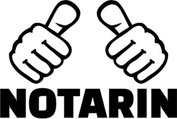 Female Notary with thumbs. German T-Shirt design