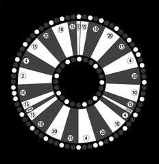 Wheel of Fortune, Game Jackpot on Black Background. Vector Illus