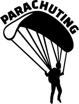 Parachuting with silhouette