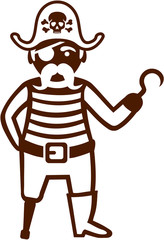 Inverted cartoon pirate - for dark backgrounds