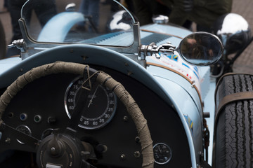 Steering wheel of old car
