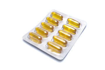 таблетки на белом фоне,капсула  в пластине,