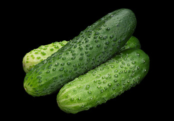 Cucumber vegetable on black