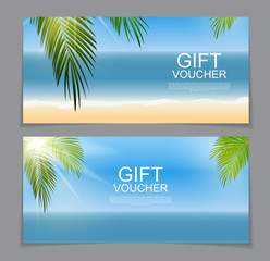 Gift Voucher Template for Summer Natural Background. Discount Co