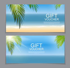 Obraz premium Gift Voucher Template for Summer Natural Background. Discount Co