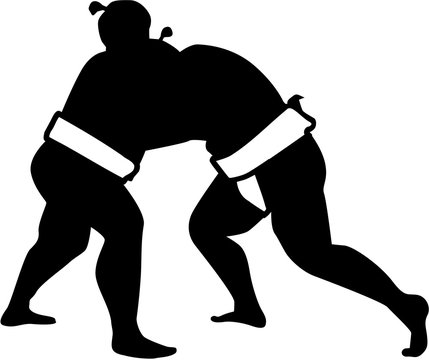 Sumo wrestling fight silhouette