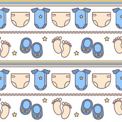 Baby. Seamless pattern. Vector flat line illustrations
