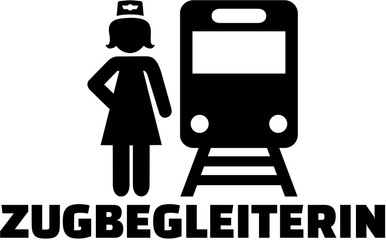 Train attendant icon with german job title