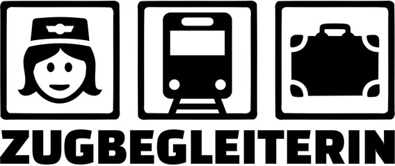 Train attendant german job title with icons