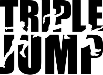Triple jump word with silhouettes