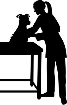 recommend clip art: Female Veterinarian with dog silhouette