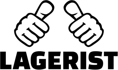 Warehouse worker with thumbs. German T-Shirt design.