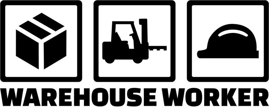 Warehouse worker with icons