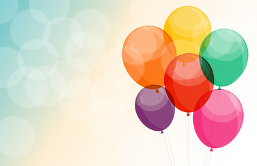 Glossy Happy Birthday Balloons Background Vector Illustration