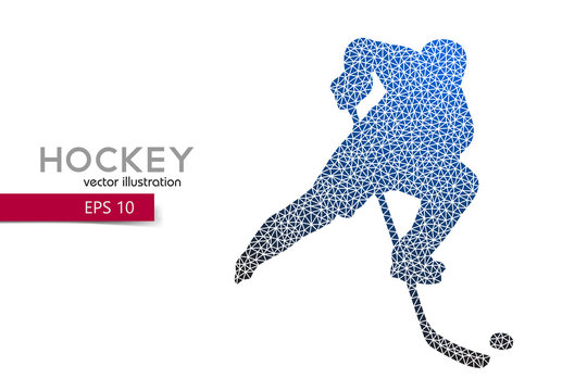 silhouette of a hockey player from triangles.