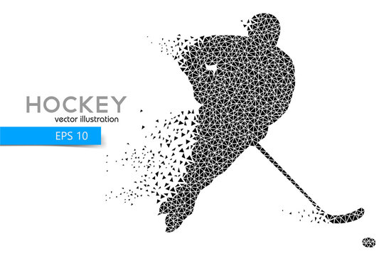 silhouette of a hockey player from triangles.