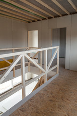 Interior of unfinished prefabricated house