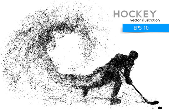 silhouette of a hockey player from particles.