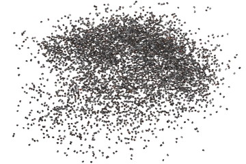 Poppy seeds isolated on white background and texture