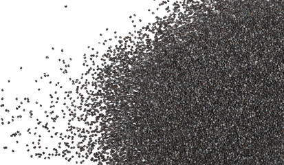 Poppy seeds isolated on white background and texture