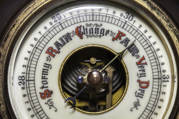 Fair weather forecast by antique weather barometer