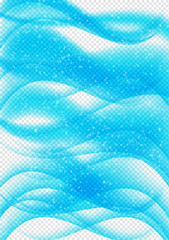 Abstract Blue Wave Set on Transparent Background. Vector