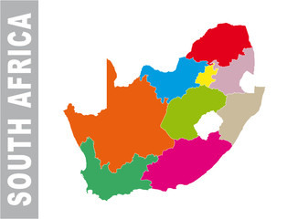 Colorful South Africa administrative and political vector map