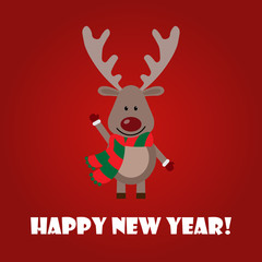 Vector illustration of a deer with happy new year!