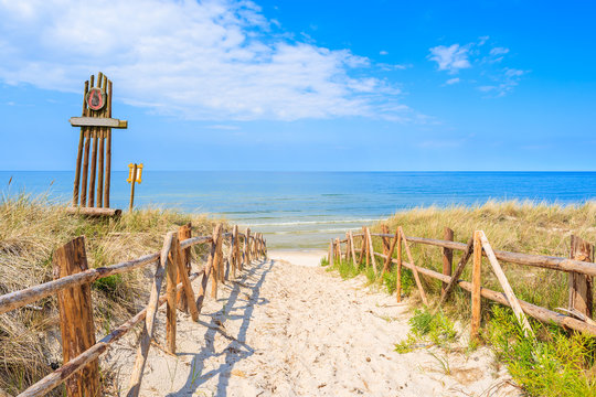 Fototapeta Entrance to beach in Bialogora, Baltic Sea, Poland