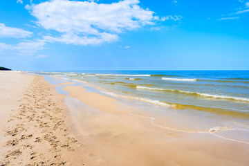 Fototapeta na wymiar View of white sand Debki beach, Baltic Sea, Poland