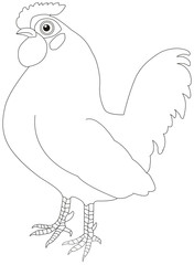 Silhouette of a rooster, isolated on white.